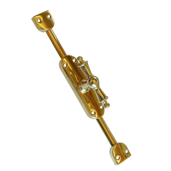 Fenstergetriebe antik, Basküleverriegelung, Basküleverschluss, Bascule, antik Fenster Getriebe aufliegend, Messing poliert, für linkes Fenster, bis 2,4 Meter